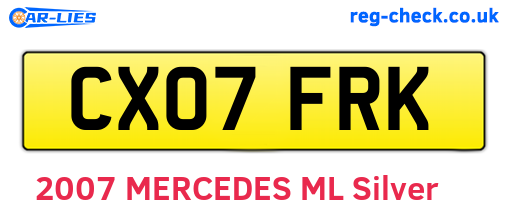 CX07FRK are the vehicle registration plates.