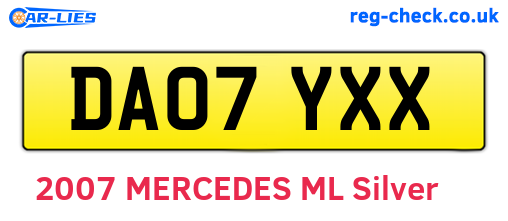 DA07YXX are the vehicle registration plates.