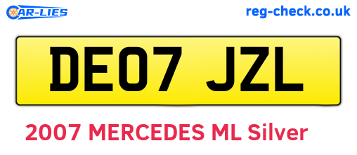 DE07JZL are the vehicle registration plates.