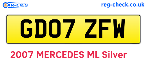 GD07ZFW are the vehicle registration plates.