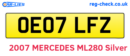 OE07LFZ are the vehicle registration plates.