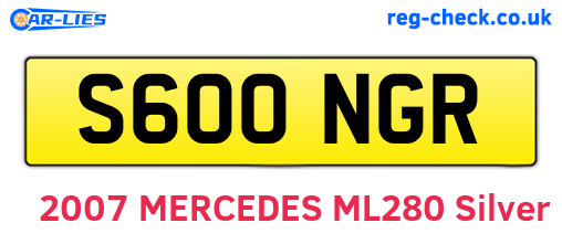 S600NGR are the vehicle registration plates.