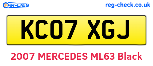 KC07XGJ are the vehicle registration plates.