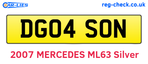 DG04SON are the vehicle registration plates.