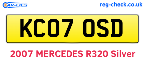 KC07OSD are the vehicle registration plates.