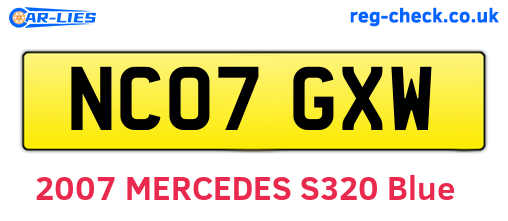 NC07GXW are the vehicle registration plates.