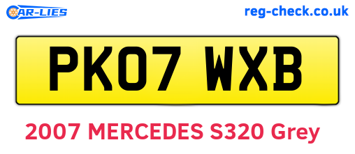 PK07WXB are the vehicle registration plates.