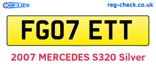 FG07ETT are the vehicle registration plates.
