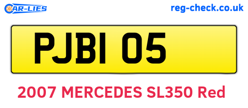 PJB105 are the vehicle registration plates.