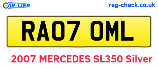 RA07OML are the vehicle registration plates.