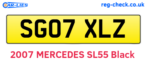 SG07XLZ are the vehicle registration plates.