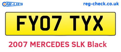 FY07TYX are the vehicle registration plates.