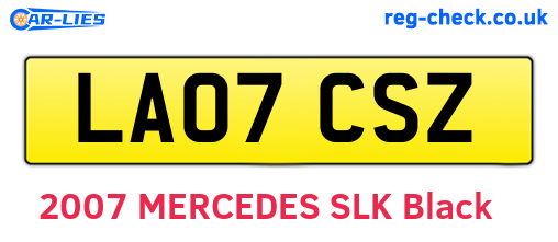 LA07CSZ are the vehicle registration plates.