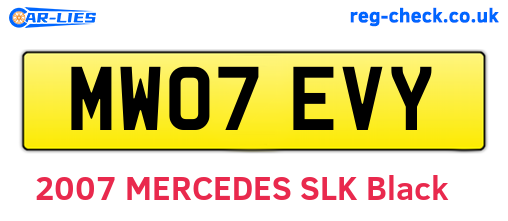 MW07EVY are the vehicle registration plates.