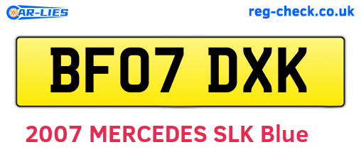 BF07DXK are the vehicle registration plates.