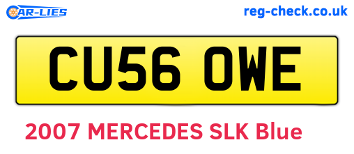 CU56OWE are the vehicle registration plates.