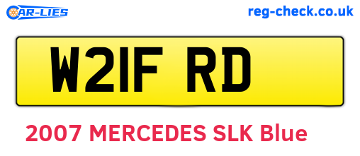 W21FRD are the vehicle registration plates.