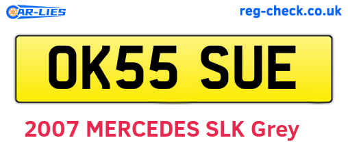 OK55SUE are the vehicle registration plates.