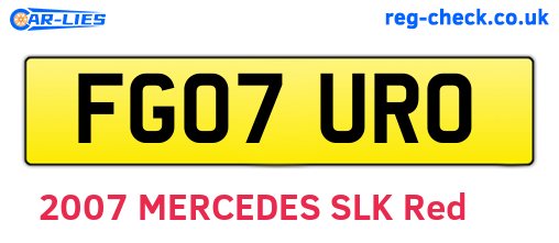 FG07URO are the vehicle registration plates.