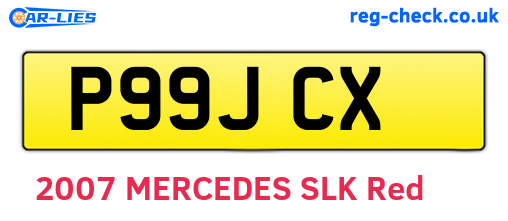 P99JCX are the vehicle registration plates.