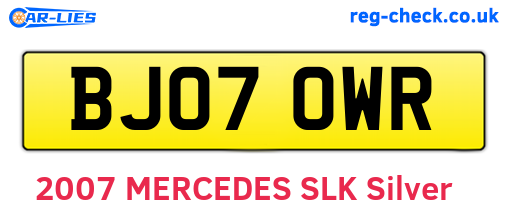 BJ07OWR are the vehicle registration plates.