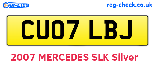 CU07LBJ are the vehicle registration plates.