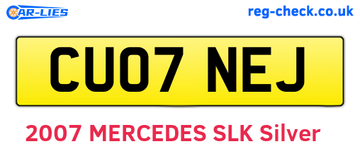 CU07NEJ are the vehicle registration plates.