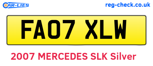 FA07XLW are the vehicle registration plates.