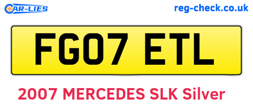FG07ETL are the vehicle registration plates.