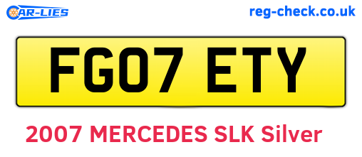 FG07ETY are the vehicle registration plates.