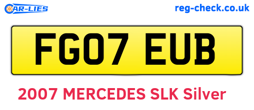FG07EUB are the vehicle registration plates.