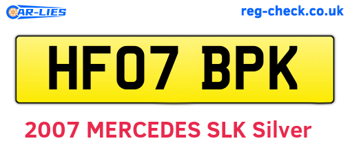 HF07BPK are the vehicle registration plates.