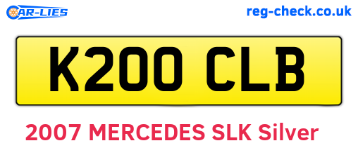 K200CLB are the vehicle registration plates.