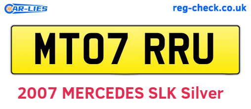 MT07RRU are the vehicle registration plates.