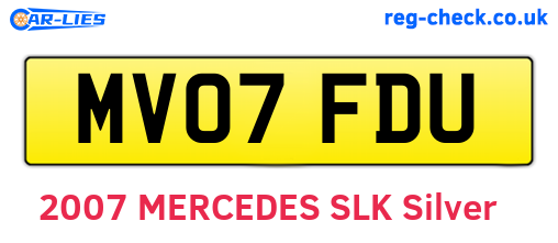 MV07FDU are the vehicle registration plates.