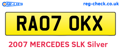 RA07OKX are the vehicle registration plates.