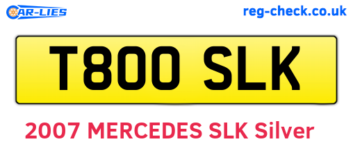 T800SLK are the vehicle registration plates.