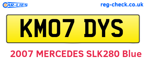 KM07DYS are the vehicle registration plates.