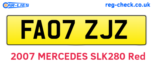 FA07ZJZ are the vehicle registration plates.