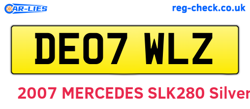 DE07WLZ are the vehicle registration plates.