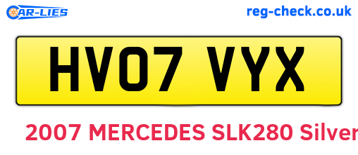 HV07VYX are the vehicle registration plates.