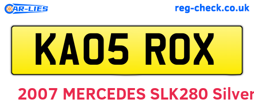 KA05ROX are the vehicle registration plates.