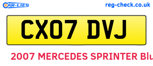 CX07DVJ are the vehicle registration plates.