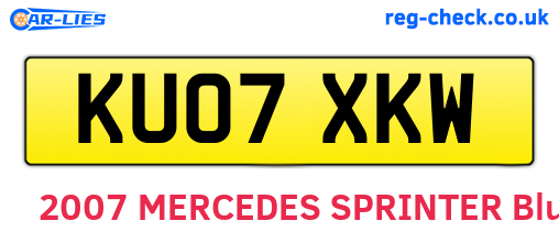 KU07XKW are the vehicle registration plates.