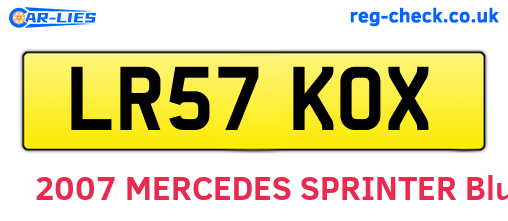 LR57KOX are the vehicle registration plates.