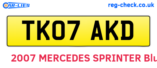 TK07AKD are the vehicle registration plates.