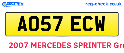 AO57ECW are the vehicle registration plates.