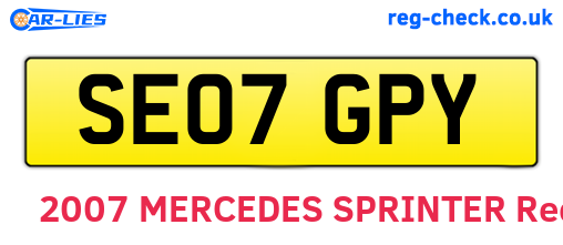 SE07GPY are the vehicle registration plates.
