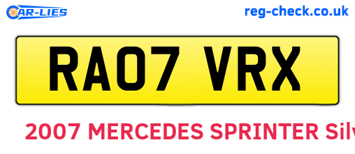 RA07VRX are the vehicle registration plates.