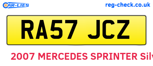 RA57JCZ are the vehicle registration plates.